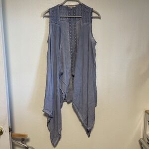 Indigo Thread Co Open Sleeveless Woman's‎ Coverup Blue Size 1X NEW